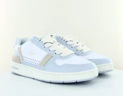 Lacoste Lacoste Tclip Premium Blanc Bleu Ciel Beige -Mode Chaussure Magasin lacoste tclip blanc bleu ciel04 scaled
